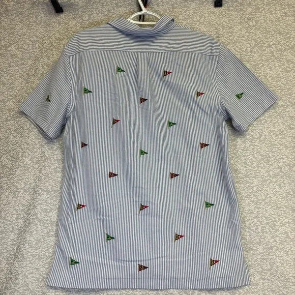Ralph Lauren Blue Striped Polo with Embroidered Flags - Picture 5 of 9